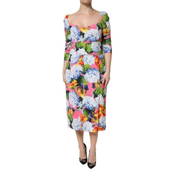 Dolce & Gabbana Dresses & Skirts - Dolce & Gabbana Multicolor Floral Pleated Sheath Midi  Women's Dress